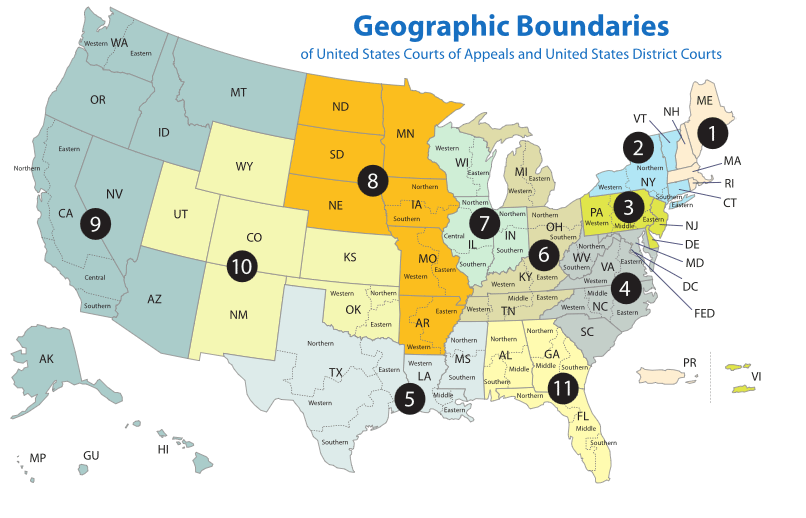 Map US District Courts Doctors Of Courage