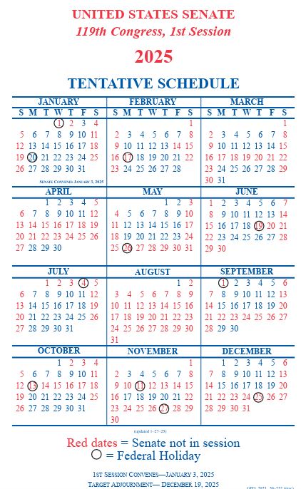 2025 Senate Calendar